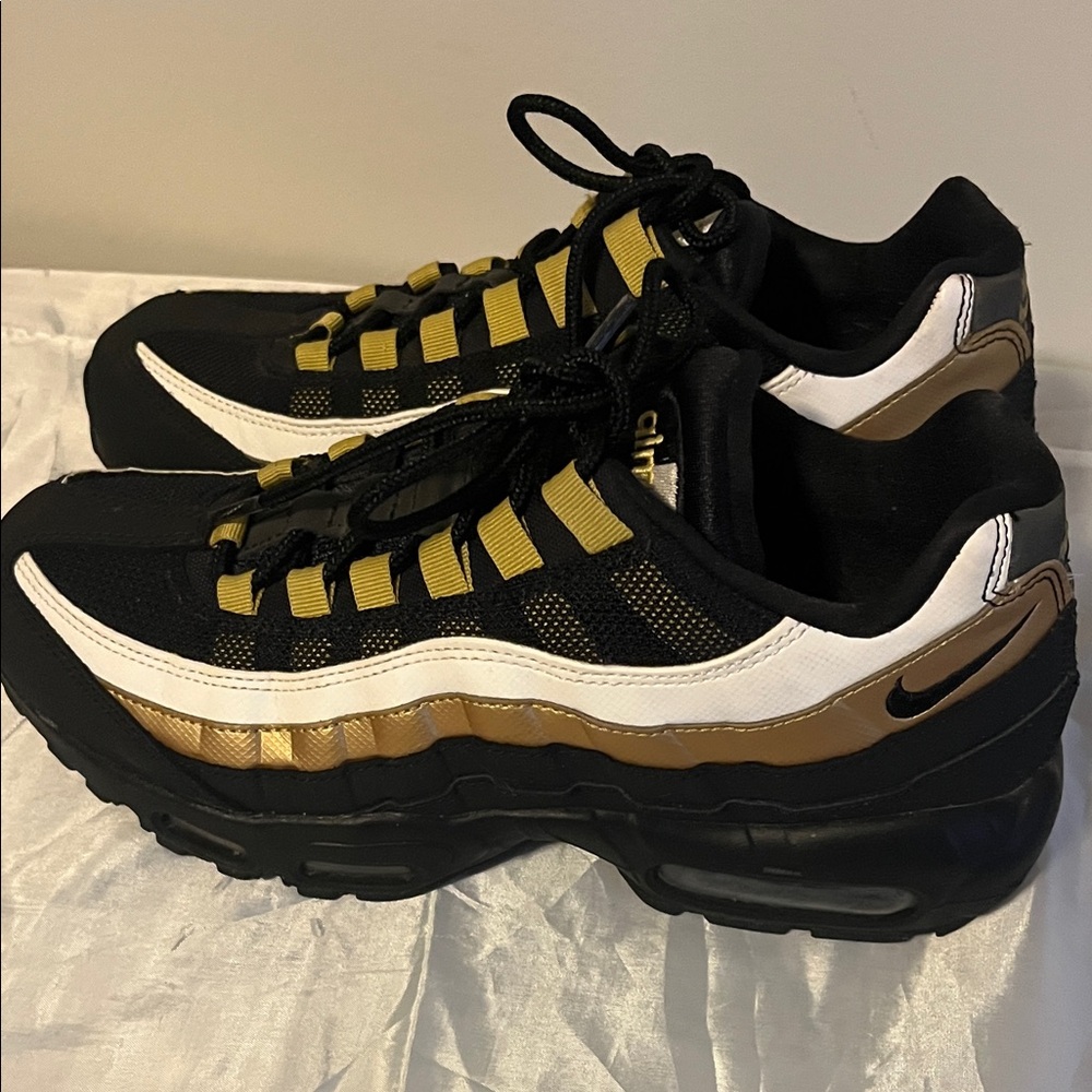 Nike Air Max 95 Black, White, and Gold Sneakers